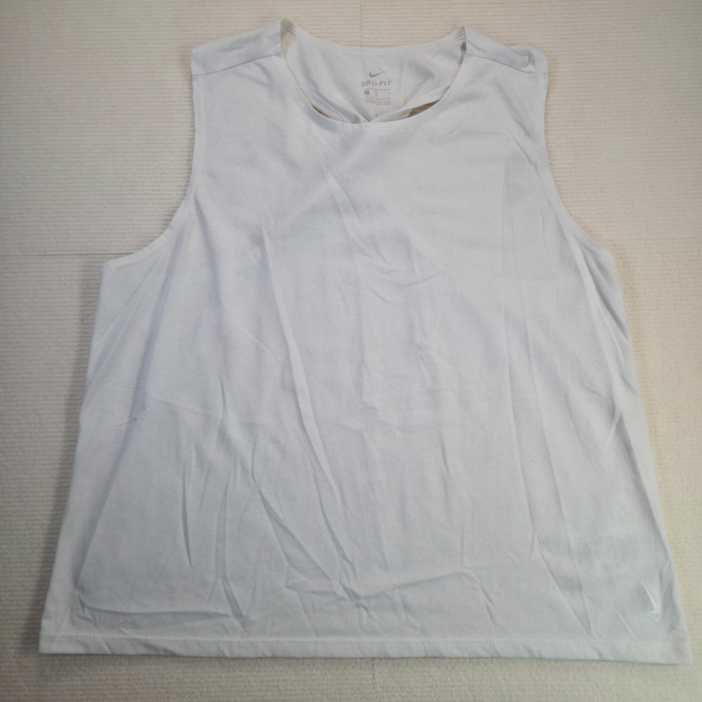 Nike DRI-FIT Sheer Workout Twist-Back Tank Tops Women's Sz L White